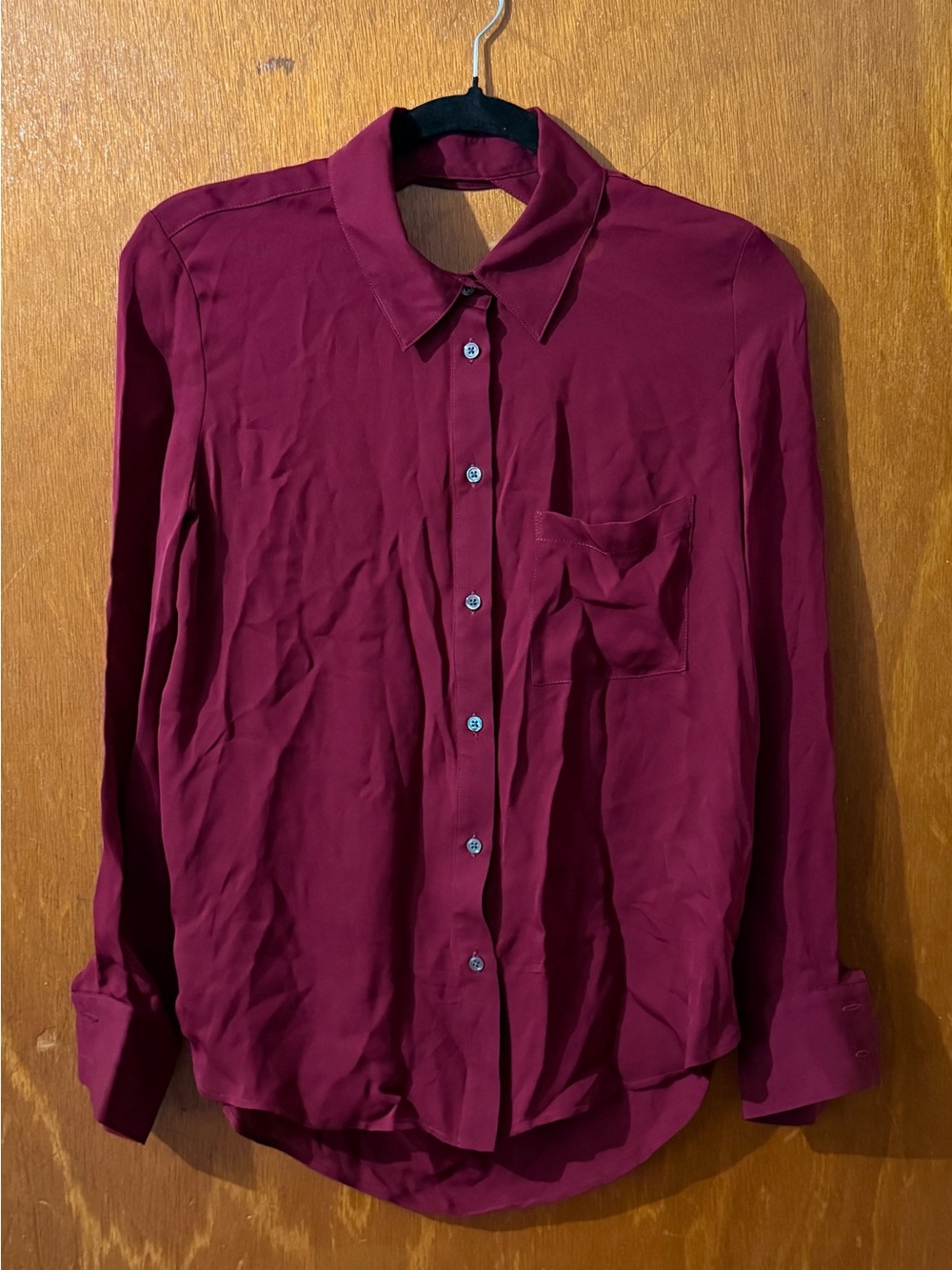 EUC Haute Hippie Maroon/Burgundy Cowl Back Silk Button-Up Shirt - Size XS